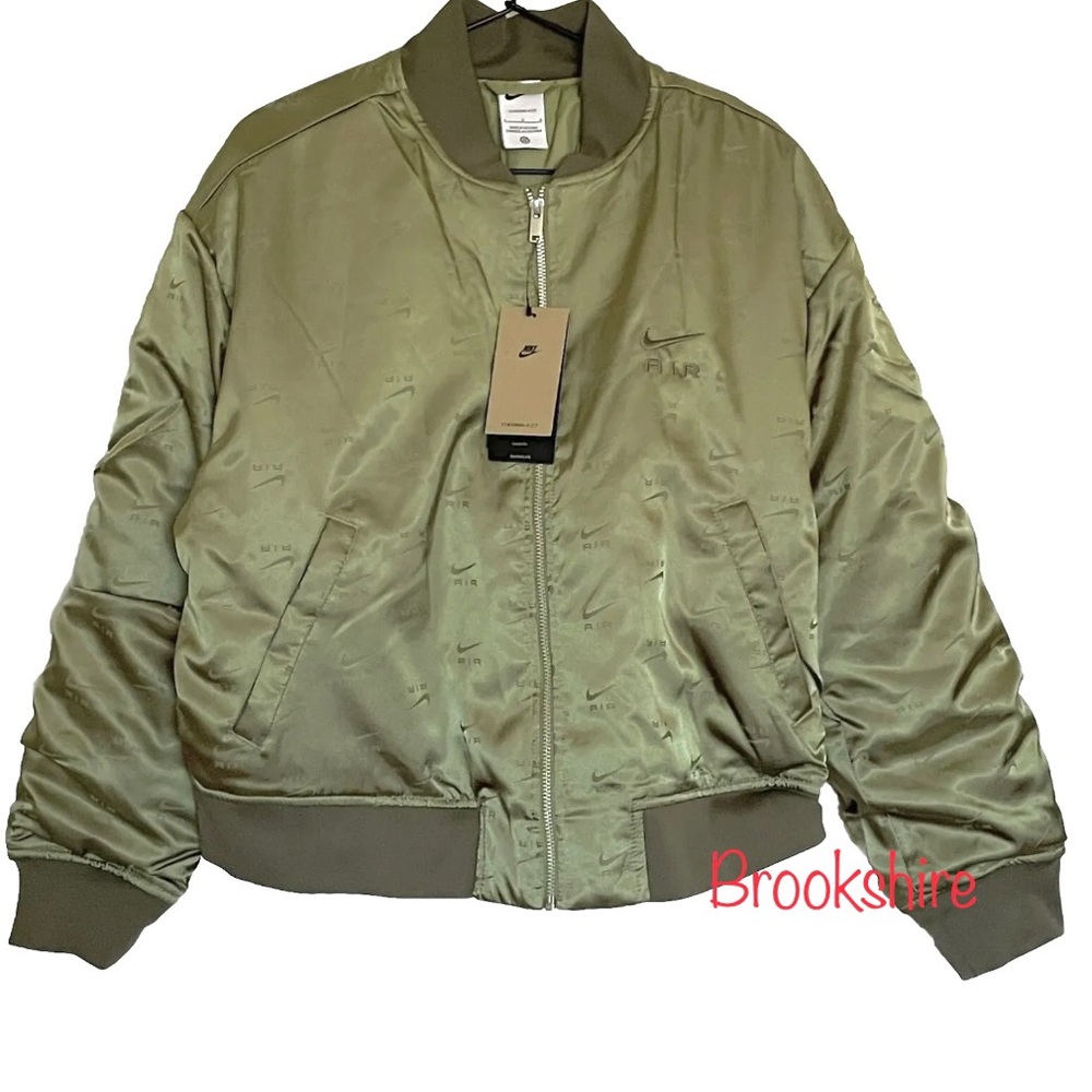Nike Air Women's Bomber Metallic Puffer Jacket Green DV4372-334 Medium & Large